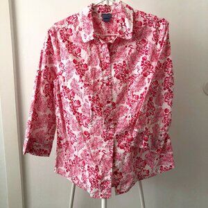 LAURA SCOTT PAISLEY FLORAL 100% COTTON BUTTON DOWN SIZE LP NWOT